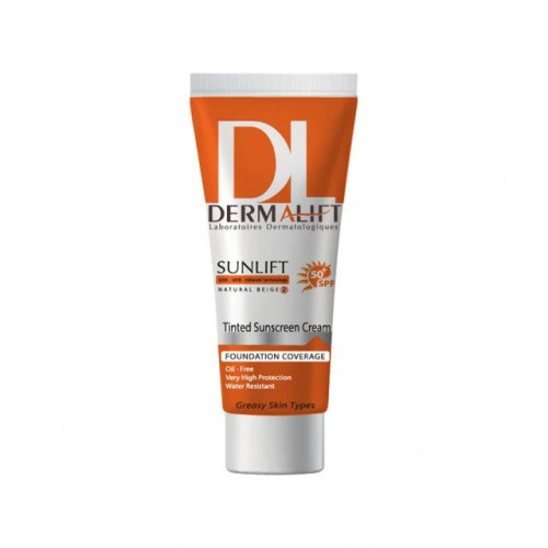 کرم ضد آفتاب رنگی درمالیفت مدل SPF50 محافظ UVA ،UVB، ضد آب، مناسب پوست چرب حجم 40 میلیلیتر