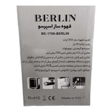 اسپرسوساز 1000 میلیلیتری برلین مدل BE-1700، مناسب تهیه اسپرسو و کاپوچینو، دارای 1 عدد نازل قهوه، حالت آماده به کار، سیستم گرم کردن فنجان (ارسال رایگان)