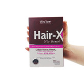 مکمل غذایی تقویت و حفظ سلامت مو بانوان ویوا تون مدل Hair-X با کلاژن هیدرولیز شده، ویتامینها، آمینو اسید، بیوتین، روی، سلنیوم، MSM و PABA، تغذیه عمیق فولیکول و تقویت ریشه مو، بسته 60 عددی