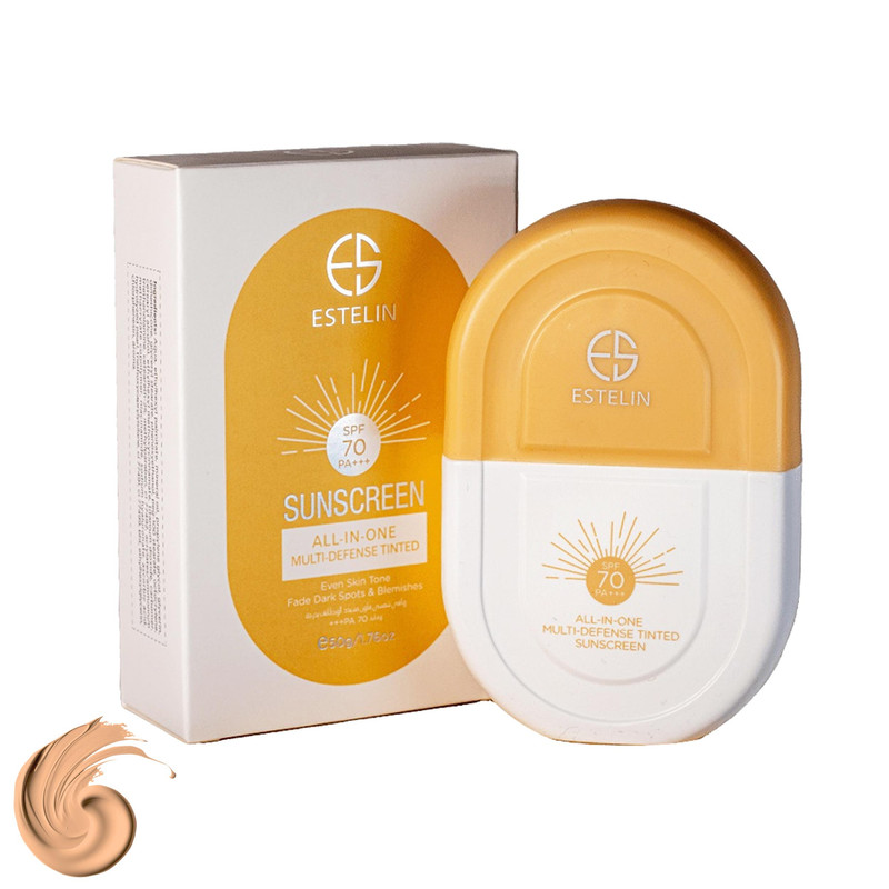 کرم ضدآفتاب رنگی استیلن SPF70 مدل All-In-One مناسب برای انواع پوست، حجم 60 میلی‌لیتر