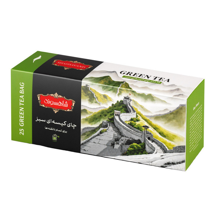 چای سیاه خارجی کیسه ای عطری و کلاسیک و چای سبز شاهسوند - 148 گرم 3 بسته 25 عددی