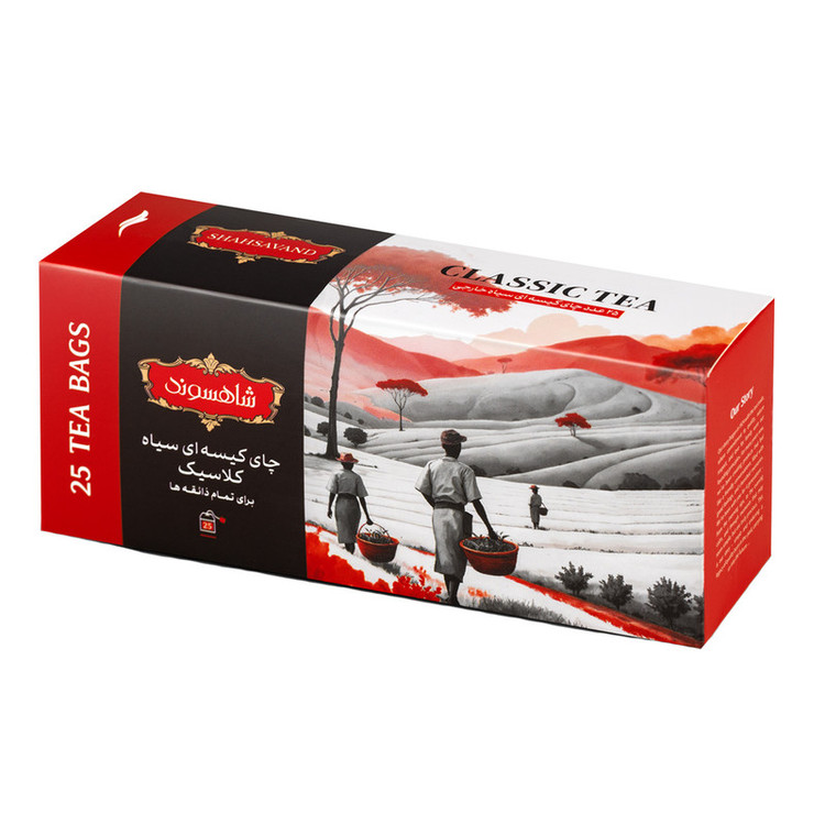 چای سیاه خارجی کیسه ای عطری و کلاسیک و چای سبز شاهسوند - 148 گرم 3 بسته 25 عددی